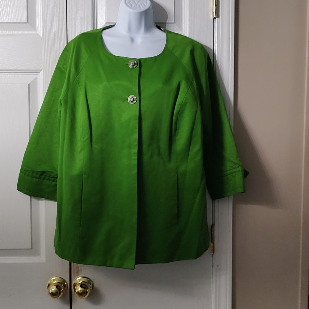 Jaclyn Smith  green button front  blazer jacket business casual Sz XL